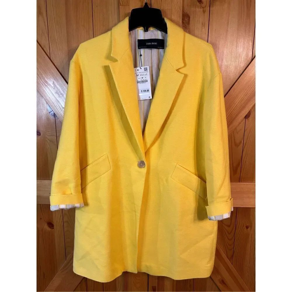Zara Basic Medium Career Wear Blazer Yellow nwt (4613) Read